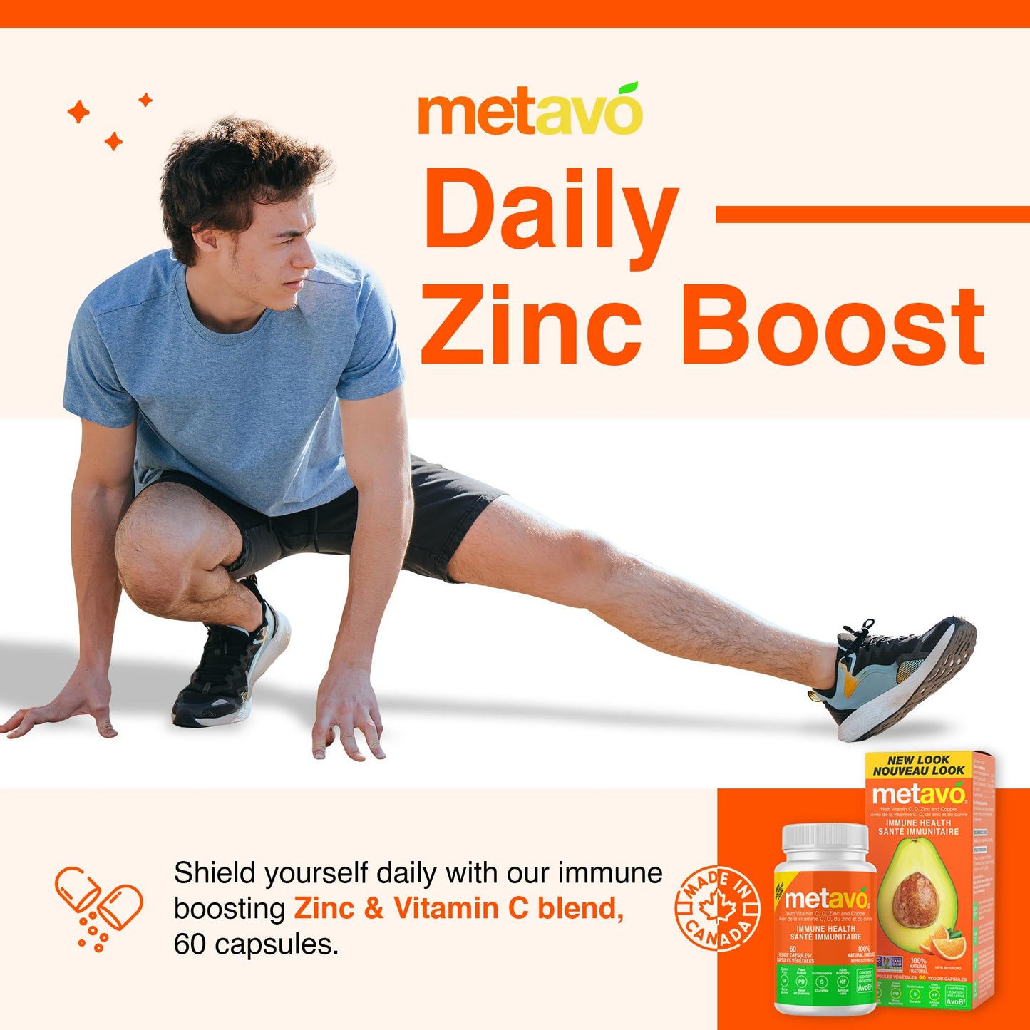 Metavo Immune Health - Natural Immune Support Supplement, Essential Zinc Supplements for Men & Women Enriched with Vitamin C, D & Copper, 60 Vegan Capsules, 30 Servings - dailyvitalstore