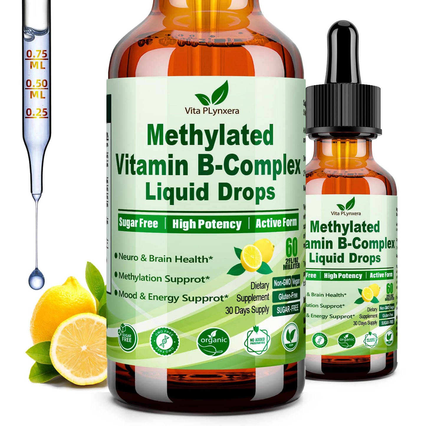 Methylated B Complex Liquid Drop Complete 9-in-1 Methyl B Vitamins w. B12 Methylfolate Inositol Choline TMG Vitamin C E, Super B-Complex Methylated for MTHFR Support, Energy Mood Nerve & Brain Health1 - dailyvitalstore
