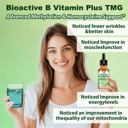 Methylated B Complex Liquid Drop Complete 9-in-1 Methyl B Vitamins w. B12 Methylfolate Inositol Choline TMG Vitamin C E, Super B-Complex Methylated for MTHFR Support, Energy Mood Nerve & Brain Health1 - dailyvitalstore