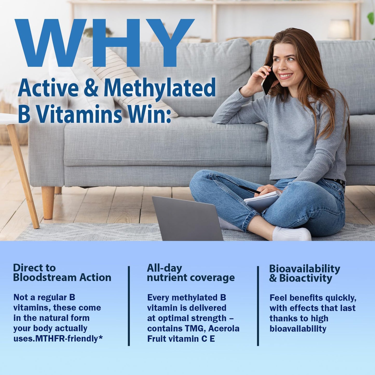 Methylated B Complex Liquid Drops, Complete Methyl B Complex Multivitamin w. 5-MTHF MethylFolate Inositol & Choline, Super B-Complex Methylated for MTHFR Support, Energy Mood Nerve & Brain Health - dailyvitalstore