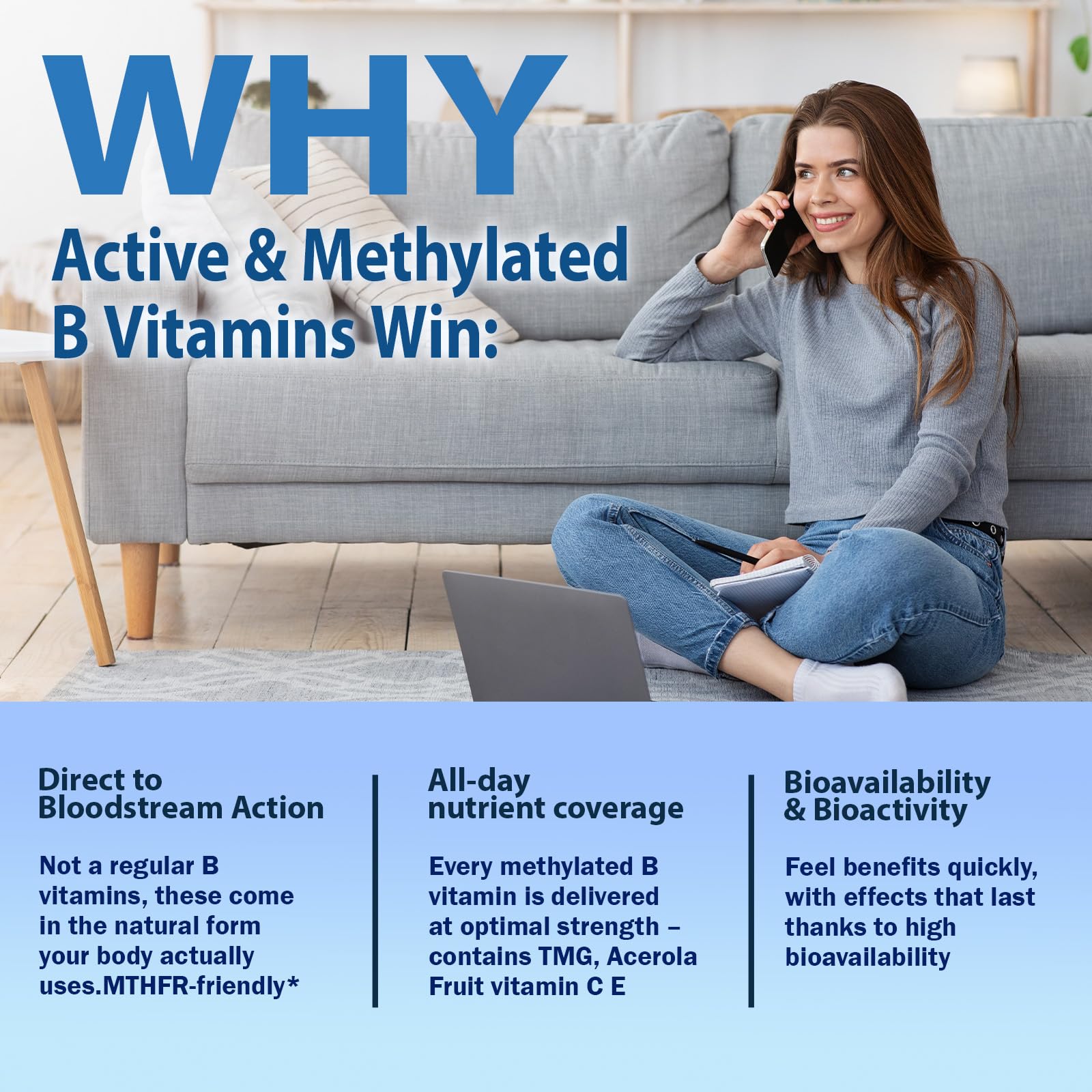 Methylated B Complex Liquid Drops, Complete Methyl B Complex Multivitamin w. 5-MTHF MethylFolate Inositol & Choline, Super B-Complex Methylated for MTHFR Support, Energy Mood Nerve & Brain Health - dailyvitalstore