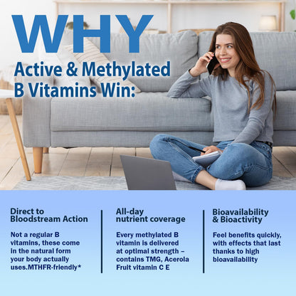 Methylated B Complex Liquid Drops, Complete Methyl B Complex Multivitamin w. 5-MTHF MethylFolate Inositol & Choline, Super B-Complex Methylated for MTHFR Support, Energy Mood Nerve & Brain Health - dailyvitalstore