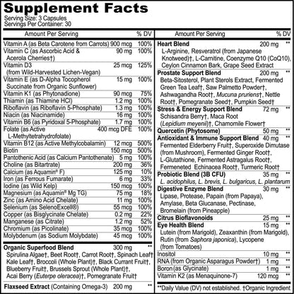 Methylated Mens Multivitamins - Daily Mens Vitamins with 44 Organic Whole Food - Multivitamin for Men with Iron & Fermented Nutrients - dailyvitalstore
