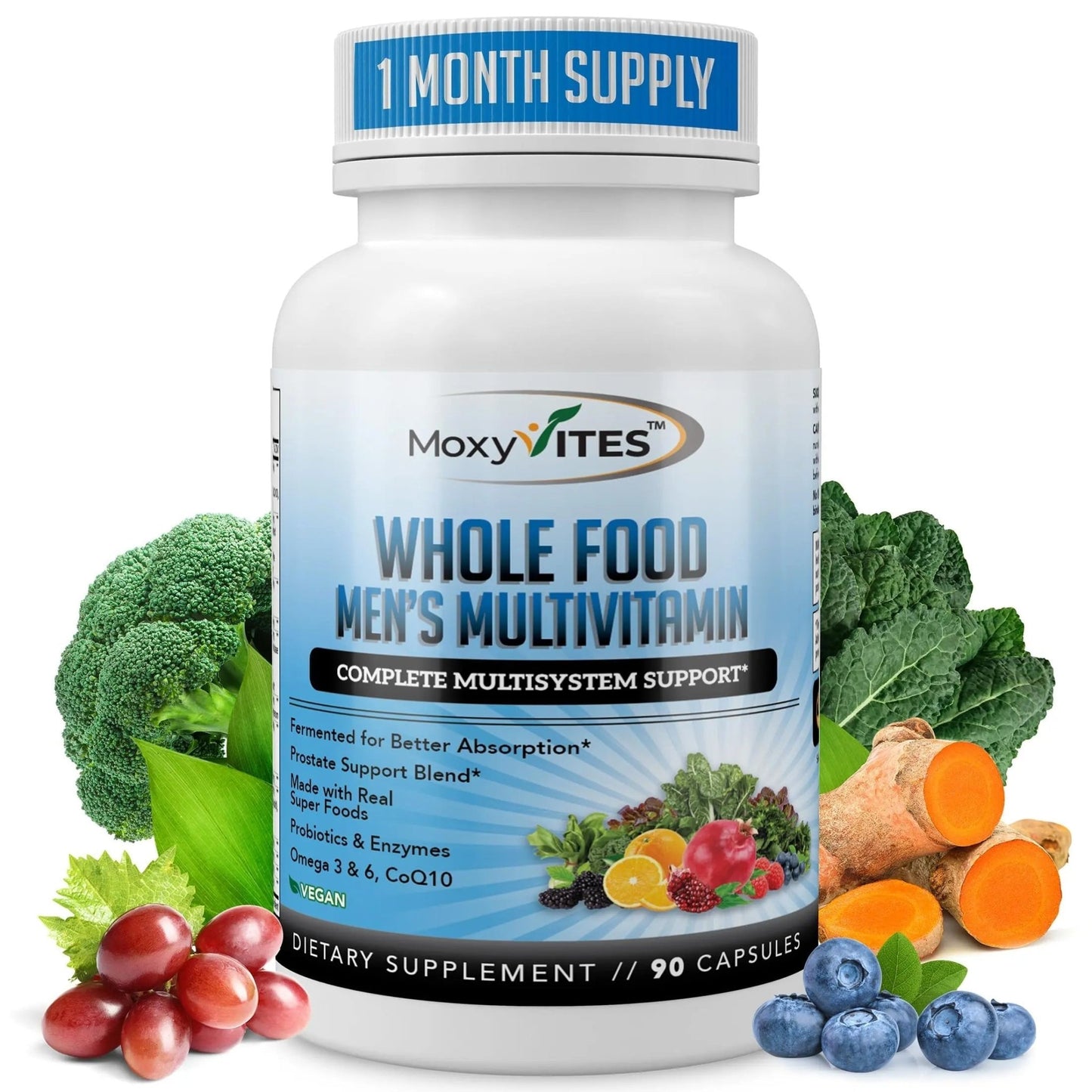 Methylated Mens Multivitamins - Daily Mens Vitamins with 44 Organic Whole Food - Multivitamin for Men with Iron & Fermented Nutrients - dailyvitalstore