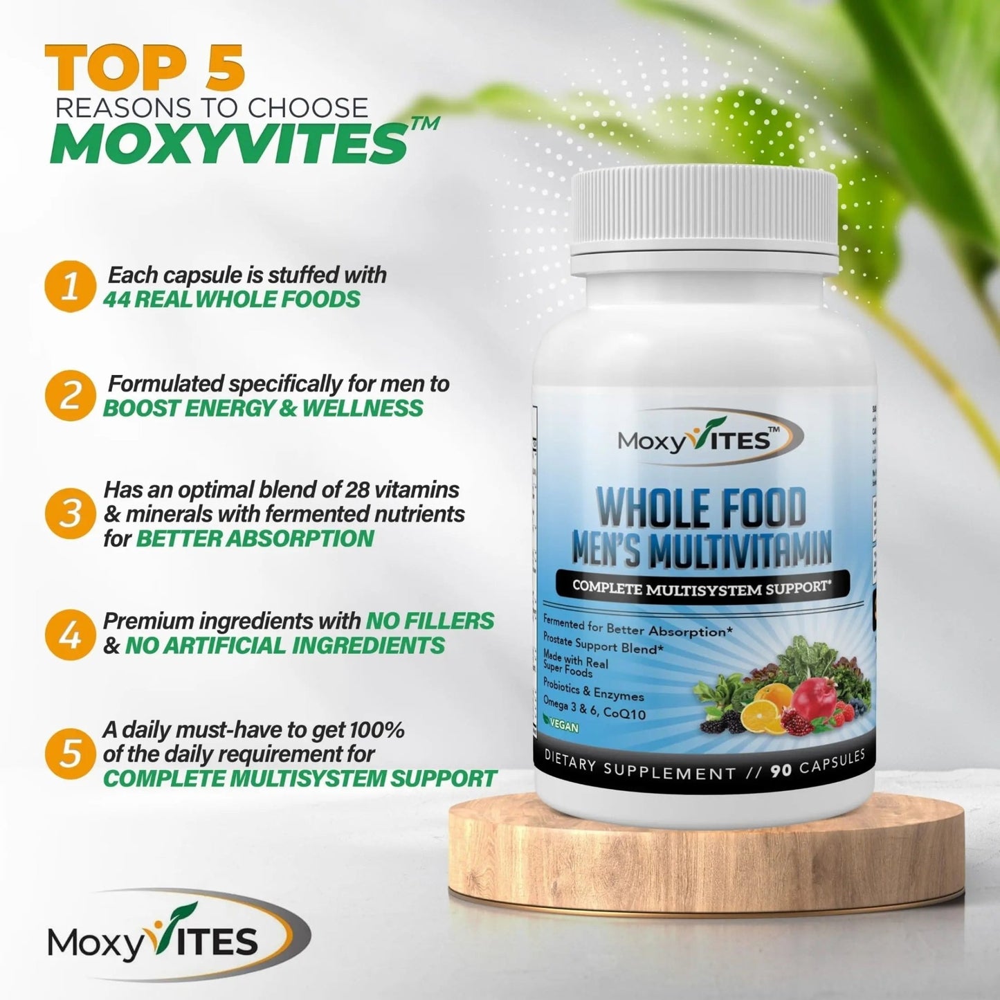 Methylated Mens Multivitamins - Daily Mens Vitamins with 44 Organic Whole Food - Multivitamin for Men with Iron & Fermented Nutrients - dailyvitalstore
