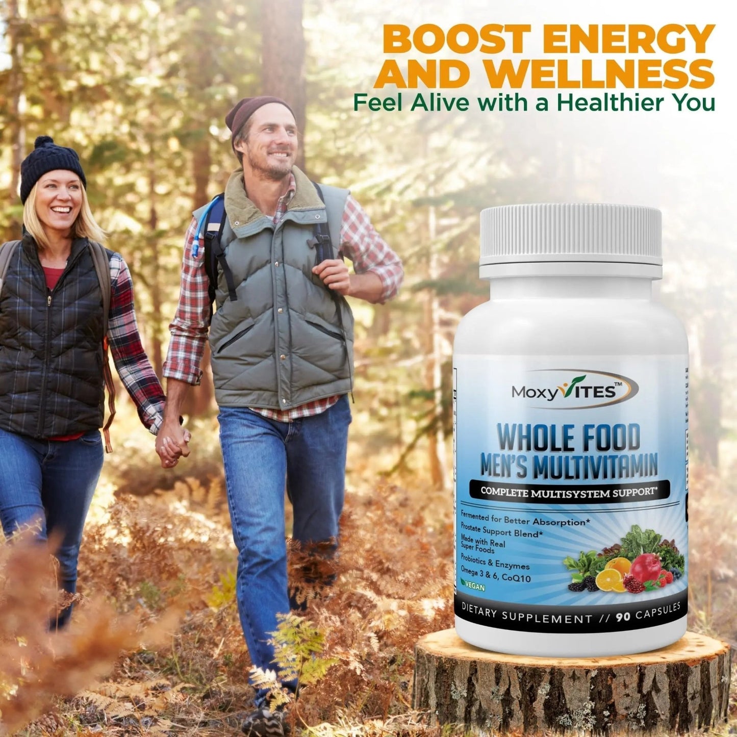 Methylated Mens Multivitamins - Daily Mens Vitamins with 44 Organic Whole Food - Multivitamin for Men with Iron & Fermented Nutrients - dailyvitalstore