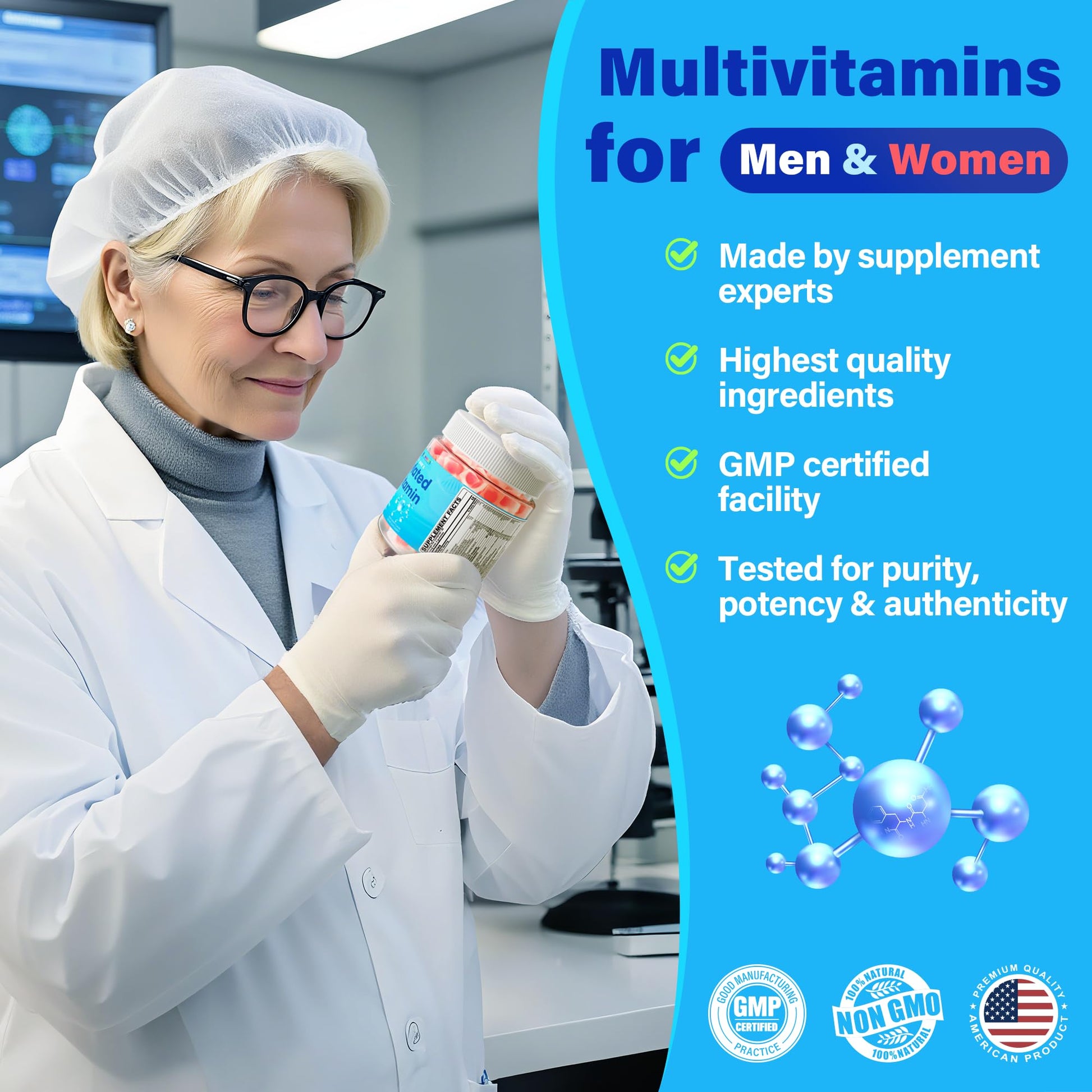 Methylated Multivitamin for Women & Men Gummies w/ Omega-3, Calcium, D3 K2, Methylfolate & B12, TMG, Daily Vitamins, Mag, CoQ10, Probiotic for 18 30 40 50 60 70+, Overall Health - Vegan, Sugar Free - dailyvitalstore