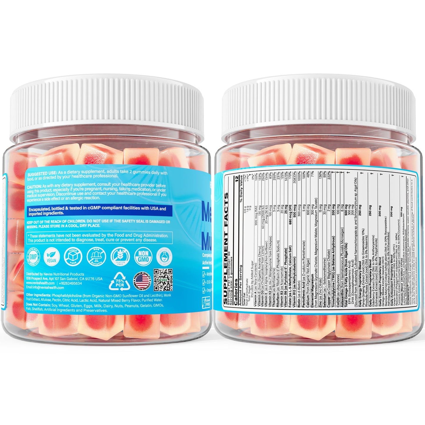 Methylated Multivitamin for Women & Men Gummies w/ Omega-3, Calcium, D3 K2, Methylfolate & B12, TMG, Daily Vitamins, Mag, CoQ10, Probiotic for 18 30 40 50 60 70+, Overall Health - Vegan, Sugar Free - dailyvitalstore