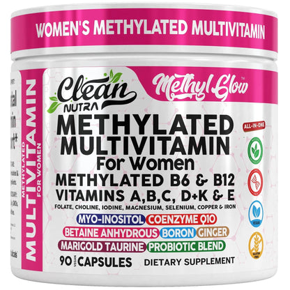 Methylated Multivitamin for Women Vitamins B6 Methyl B12 A B C D K E Folate Choline Omega 3 Thiamine Riboflavin Iron - dailyvitalstore