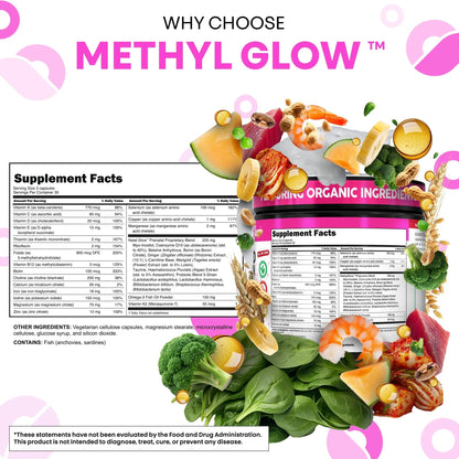 Methylated Multivitamin for Women Vitamins B6 Methyl B12 A B C D K E Folate Choline Omega 3 Thiamine Riboflavin Iron - dailyvitalstore