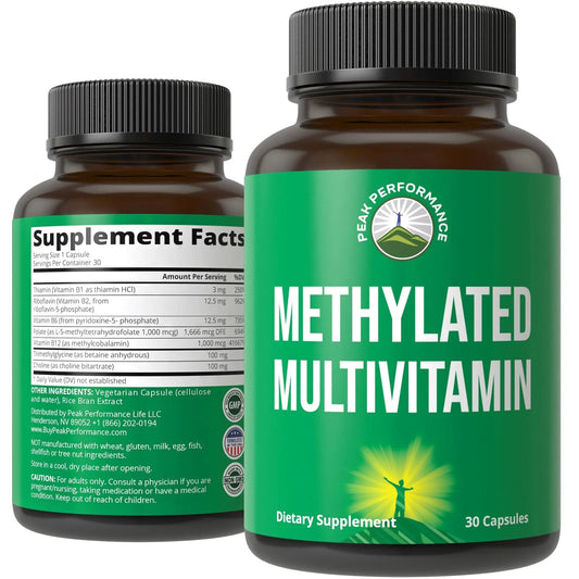 Methylated Multivitamin + Methylated B Complex Supplement. With Trimethylglycine (TMG), L Methylfolate, Methyl B12 + B1 + B2 + B6 Vitamins + Choline - dailyvitalstore