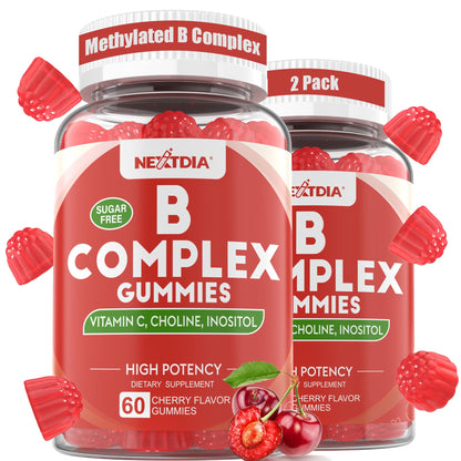 Methylated Vitamin B Complex Gummies 2 Pack, Methyl B12 & Folate with B1, B2, B3, B5, Biotin | Vitamin C, Zinc, Choline & Inositol – B Complex Supplement for Energy - dailyvitalstore