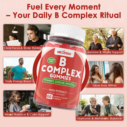 Methylated Vitamin B Complex Gummies 2 Pack, Methyl B12 & Folate with B1, B2, B3, B5, Biotin | Vitamin C, Zinc, Choline & Inositol – B Complex Supplement for Energy - dailyvitalstore