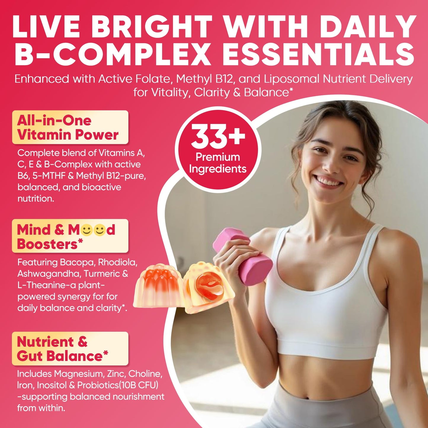 Methylated Vitamin B Complex Gummies for Women & Men, High Dose 2000 mcg Methyl B12, Liposomal Super All B Vitamins Methylfolate, B1, B2, B3, B5, B6, B7, Vitamin C, - dailyvitalstore
