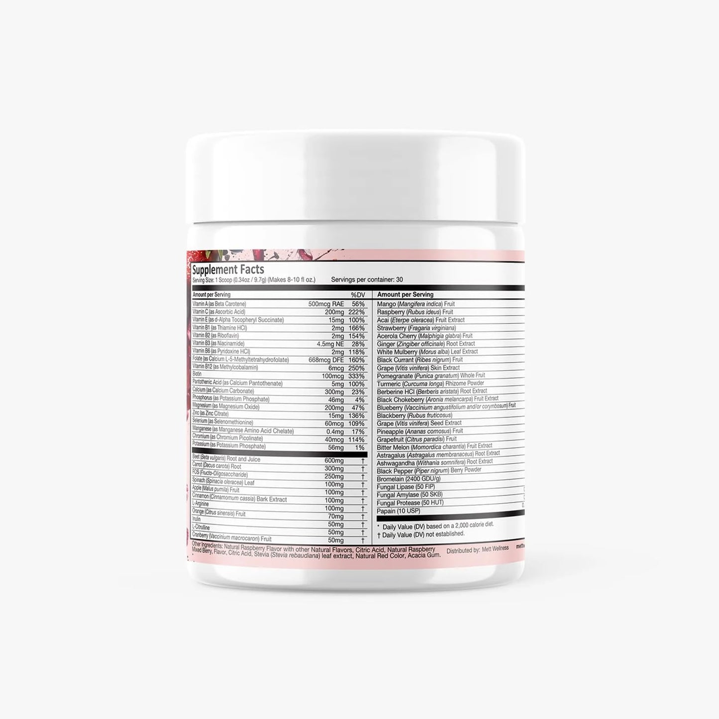 Mett Wellness Superfood REDS | 10.72 oz | With Vitamins A, C & E | Helps Maintain Nitric Oxide Levels | Supports Daily Wellness - dailyvitalstore