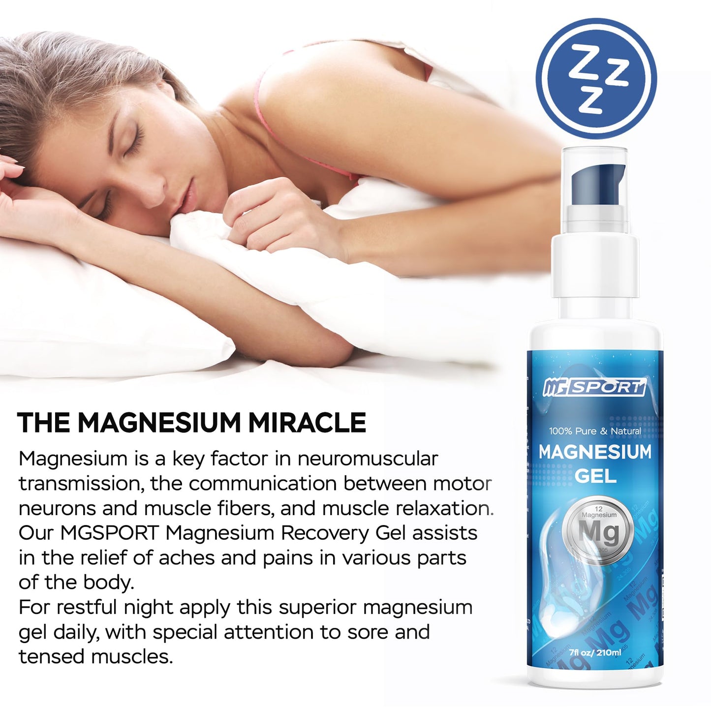 MgSport Magnesium Gel Dead Sea Magnesium - Gentle Topical Gel for Leg Cramps and Muscle Recovery Without Stinging - 20% More Potency Than Magnesium Oil Sprays - 1,000 Pumps - dailyvitalstore
