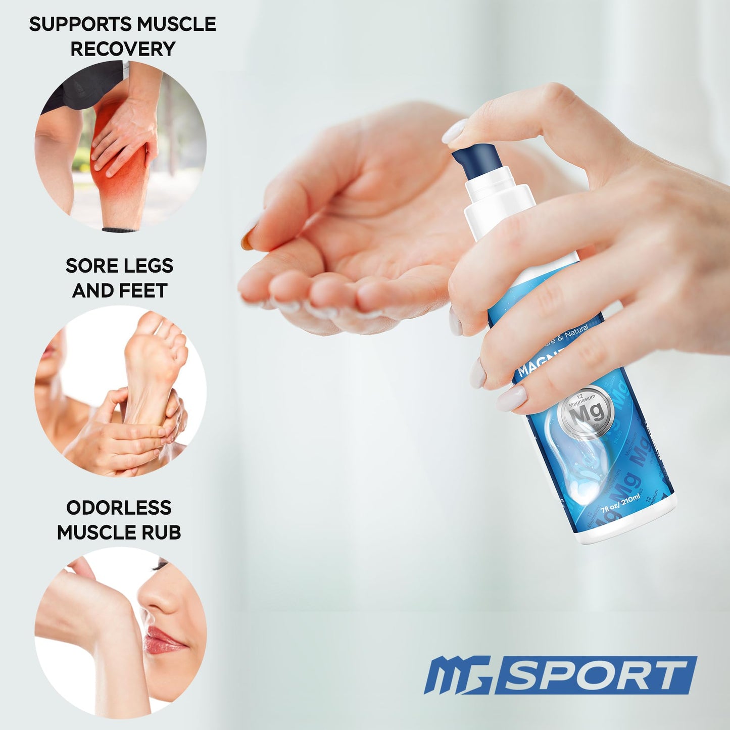 MgSport Magnesium Gel Dead Sea Magnesium - Gentle Topical Gel for Leg Cramps and Muscle Recovery Without Stinging - 20% More Potency Than Magnesium Oil Sprays - 1,000 Pumps - dailyvitalstore
