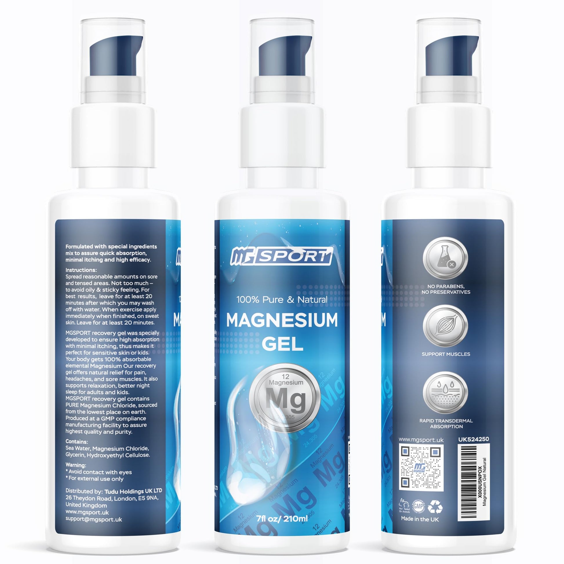 MgSport Magnesium Gel Dead Sea Magnesium - Gentle Topical Gel for Leg Cramps and Muscle Recovery Without Stinging - 20% More Potency Than Magnesium Oil Sprays - 1,000 Pumps - dailyvitalstore