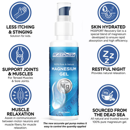 MgSport Magnesium Gel Dead Sea Magnesium - Gentle Topical Gel for Leg Cramps and Muscle Recovery Without Stinging - 20% More Potency Than Magnesium Oil Sprays - 1,000 Pumps - dailyvitalstore