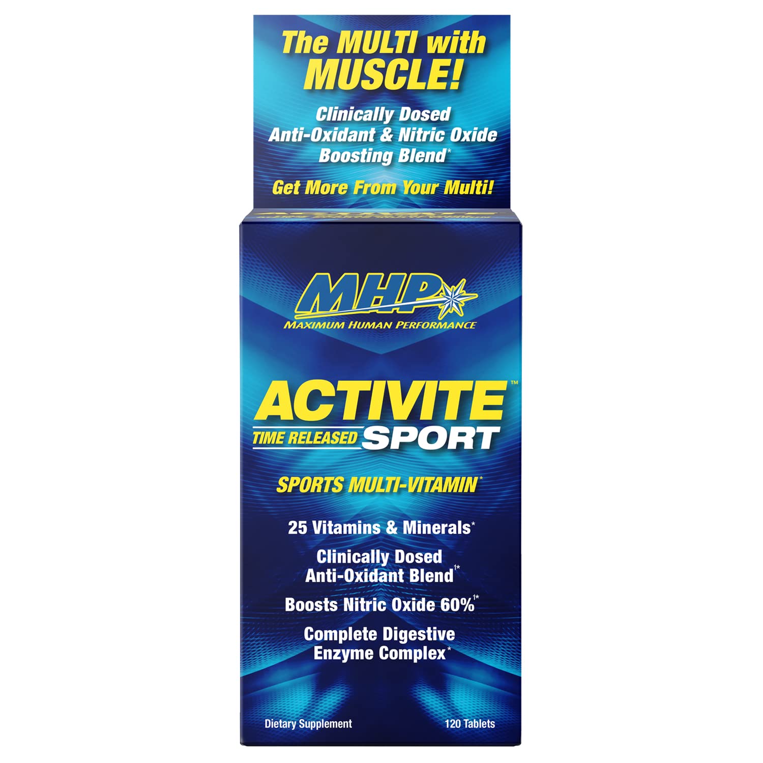 MHP Activite Sport Multi Vitamin, 25 Vitamins and Minerals, Nitric Oxide Booster, Digestive Enzymes, Antioxidants, 120 Tablets - dailyvitalstore