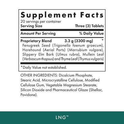 Michael's Health Naturopathic Programs LNG - 60 Vegetarian Tablets - Herbs for Lung and Respiratory Support - Kosher - 20 Servings - dailyvitalstore