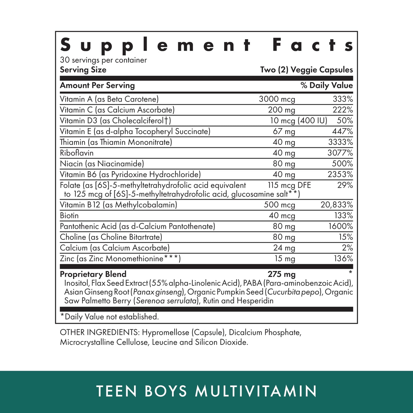 Michael's Health Naturopathic Programs Teen Boys - 60 Vegetarian Capsules - Daily Multivitamin Supplement - Kosher - 30 Servings - dailyvitalstore