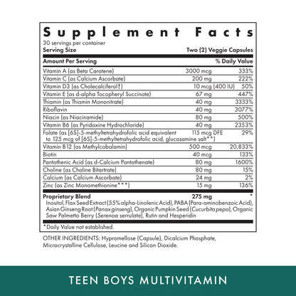 Michael's Health Naturopathic Programs Teen Boys - 60 Vegetarian Capsules - Daily Multivitamin Supplement - Kosher - 30 Servings - dailyvitalstore