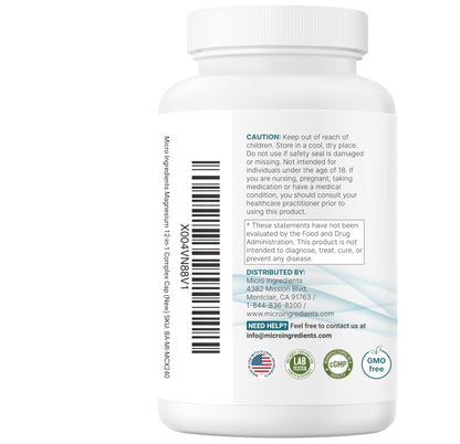 Micro Ingredients 12‑in‑1 Magnesium Complex 1000 mg, 240 Capsules – Magnesium Glycinate, Citrate, Taurate, Malate & More – High Absorption Formula for Men & Women – Chelated & Purified - dailyvitalstore