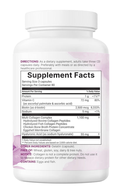 Micro Ingredients 2 Pack Multi Collagen Pills for Women & Men, 480 Capsules | Type I, II, III, V, X | Hydrolyzed Protein Peptides with Biotin, - dailyvitalstore