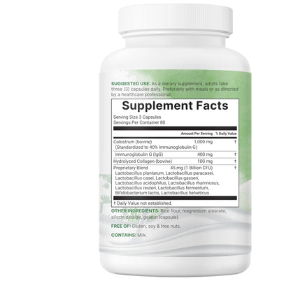 Micro Ingredients Bovine Colostrum 1,000 mg Per Serving, 240 Capsules | 40% IgG with Collagen & Probiotics | Colostrum Supplement - dailyvitalstore