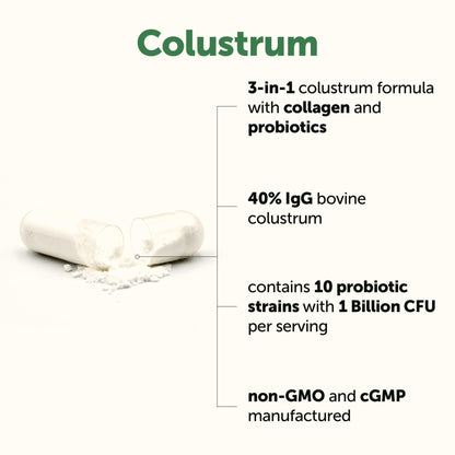 Micro Ingredients Bovine Colostrum 1,000 mg Per Serving, 240 Capsules | 40% IgG with Collagen & Probiotics | Colostrum Supplement - dailyvitalstore