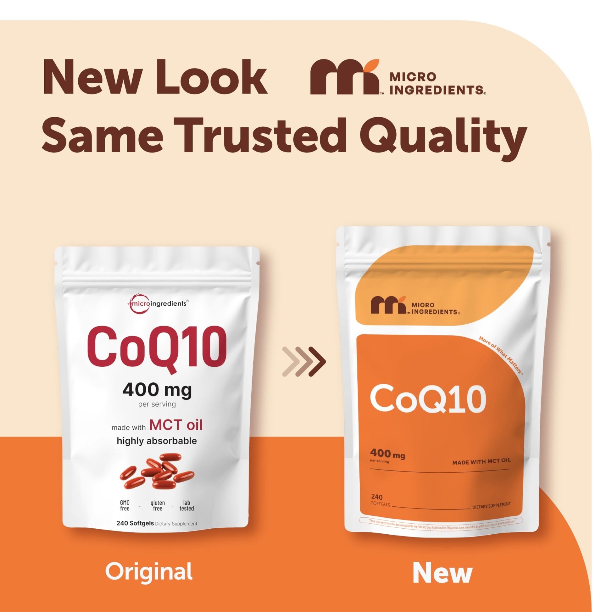 Micro Ingredients CoQ10 400 mg Per Serving, 240 Softgels | Made with Coconut MCT Oil | Coenzyme Q10 (Ubiquinone) | Non-GMO - dailyvitalstore