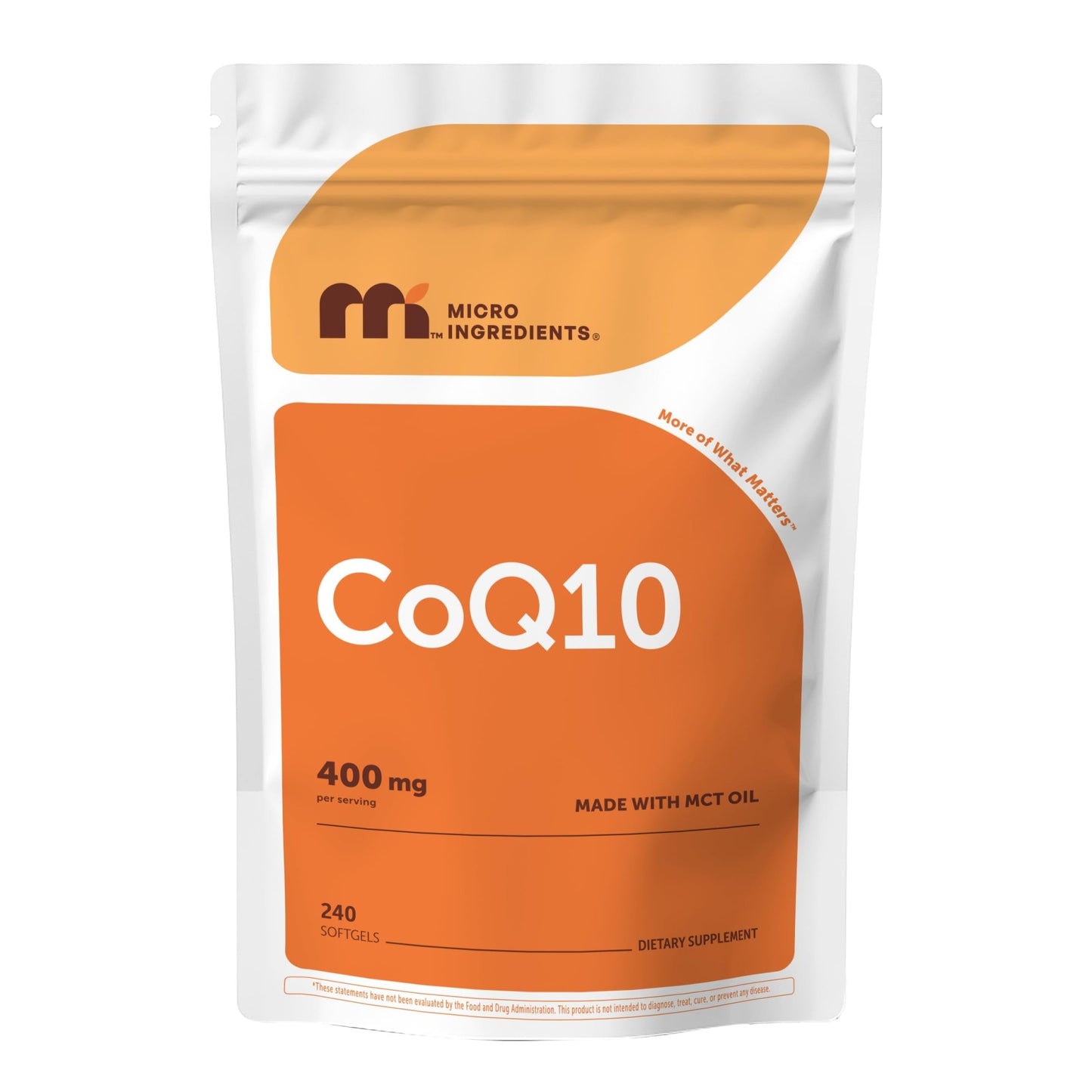 Micro Ingredients CoQ10 400 mg Per Serving, 240 Softgels | Made with Coconut MCT Oil | Coenzyme Q10 (Ubiquinone) | Non-GMO - dailyvitalstore