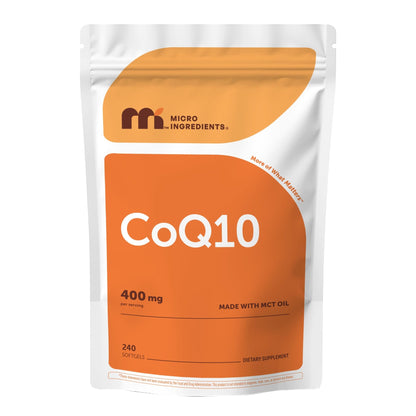 Micro Ingredients CoQ10 400 mg Per Serving, 240 Softgels | Made with Coconut MCT Oil | Coenzyme Q10 (Ubiquinone) | Non-GMO - dailyvitalstore