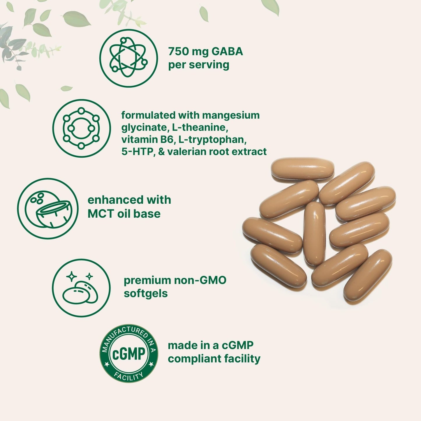 Micro Ingredients GABA 750 mg with MCT Oil, 300 Softgels | Gamma Aminobutyric Acid with Vitamin B6, 5-HTP, L-Theanine, L-Tryptophan & Magnesium Glycinate | Non-GMO, cGMP Manufactured - dailyvitalstore