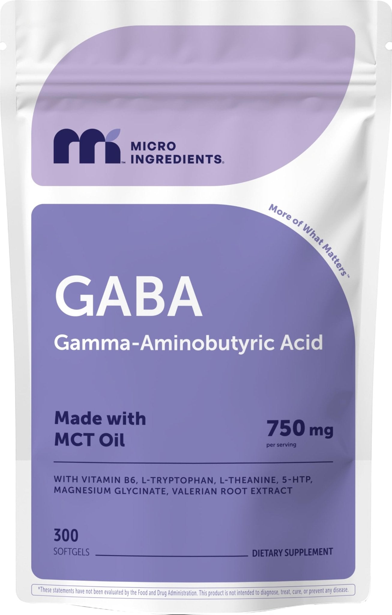 Micro Ingredients GABA 750 mg with MCT Oil, 300 Softgels | Gamma Aminobutyric Acid with Vitamin B6, 5-HTP, L-Theanine, L-Tryptophan & Magnesium Glycinate | Non-GMO, cGMP Manufactured - dailyvitalstore