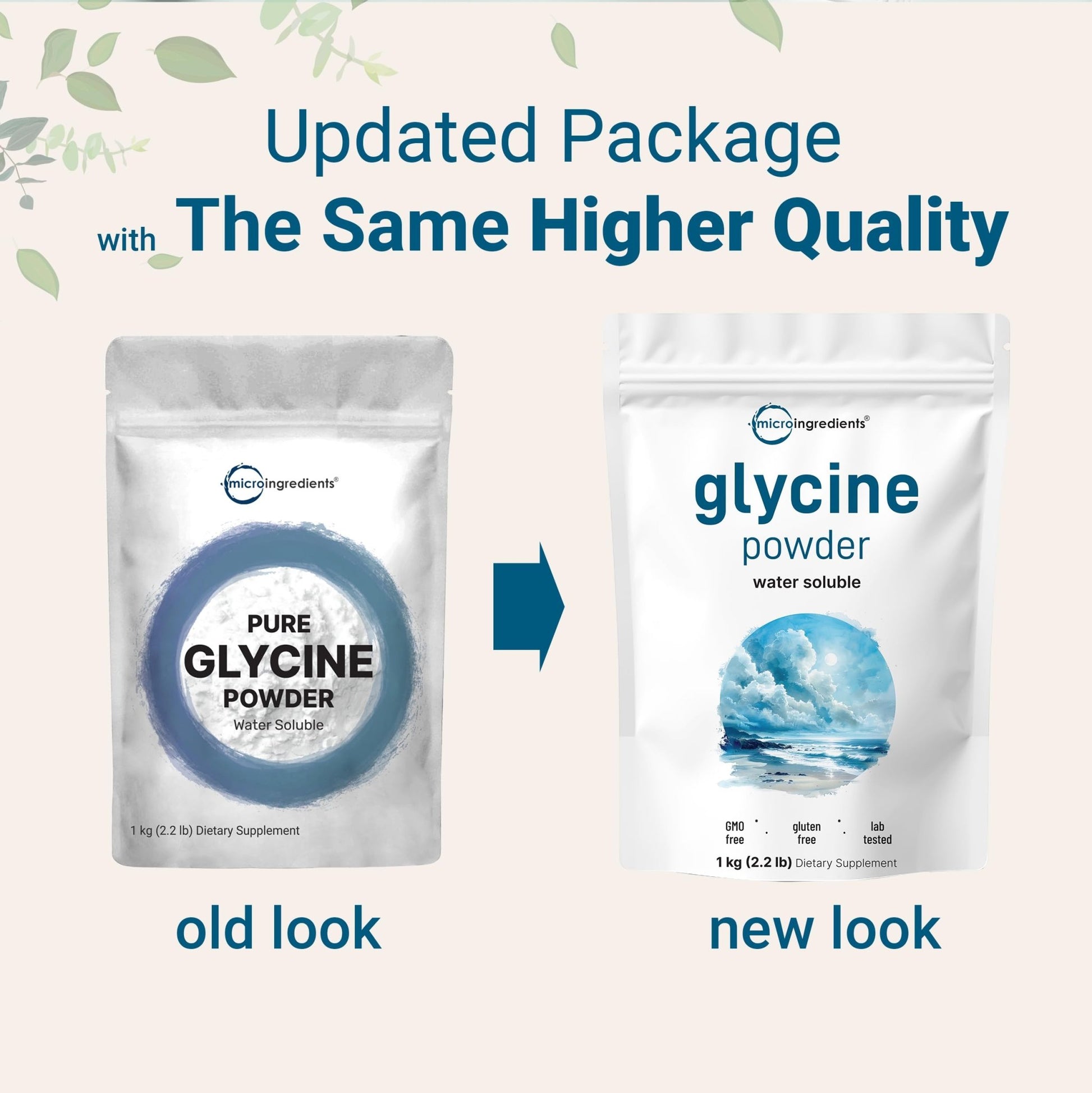 Micro Ingredients Glycine Powder, 1KG (2.2 Pounds), Glycine 1000mg Per Serving, Water Soluble and Products of USA - dailyvitalstore