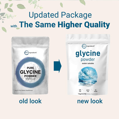 Micro Ingredients Glycine Powder, 1KG (2.2 Pounds), Glycine 1000mg Per Serving, Water Soluble and Products of USA - dailyvitalstore