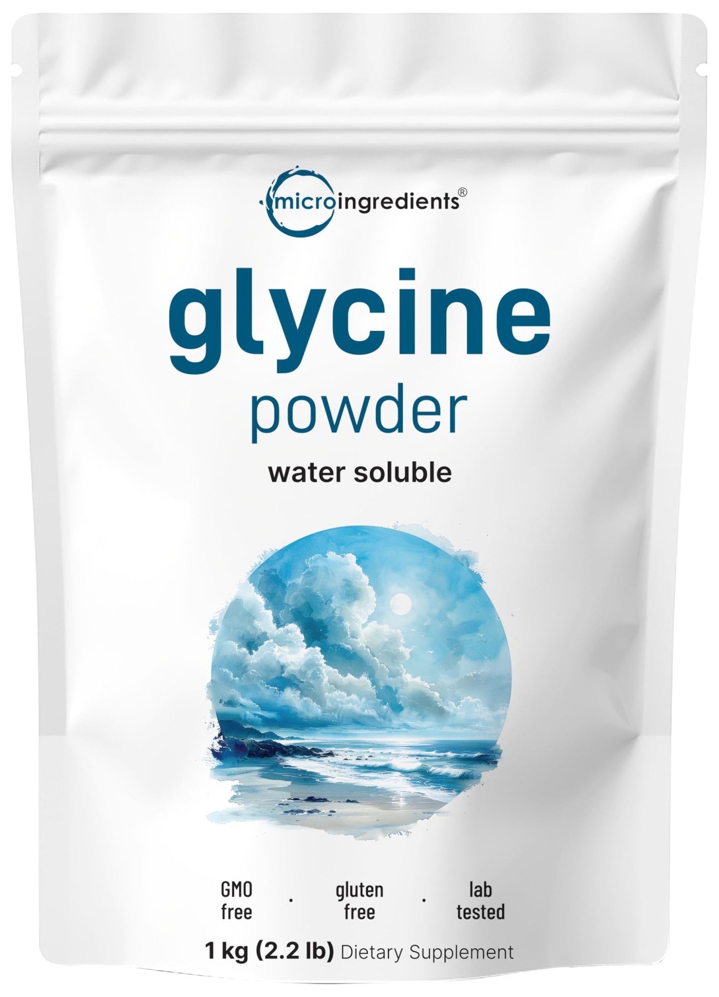 Micro Ingredients Glycine Powder, 1KG (2.2 Pounds), Glycine 1000mg Per Serving, Water Soluble and Products of USA - dailyvitalstore