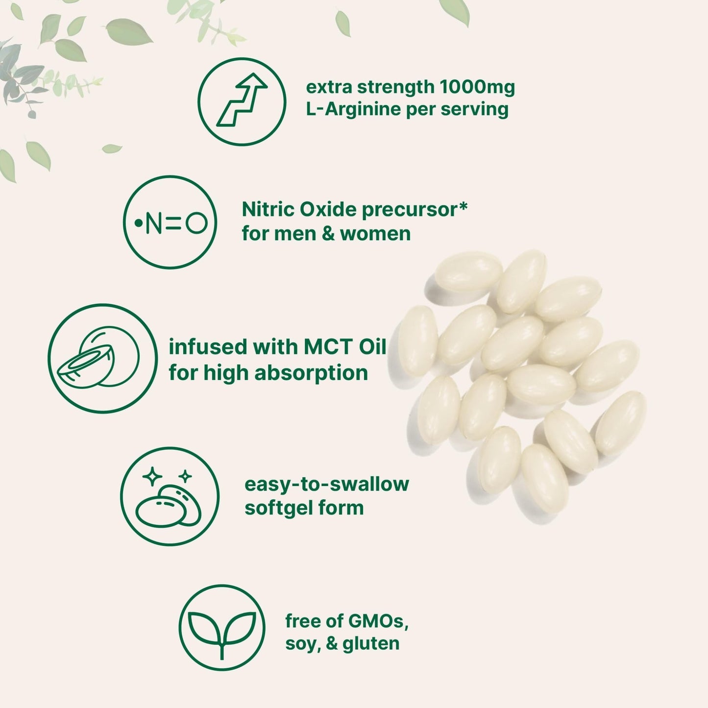 Micro Ingredients L-Arginine 1000mg with MCT Oil, 300 Softgels | Nitric Oxide Precursor* for Men & Women | Extra Strength Amino Acid Formula for Daily Wellness - dailyvitalstore