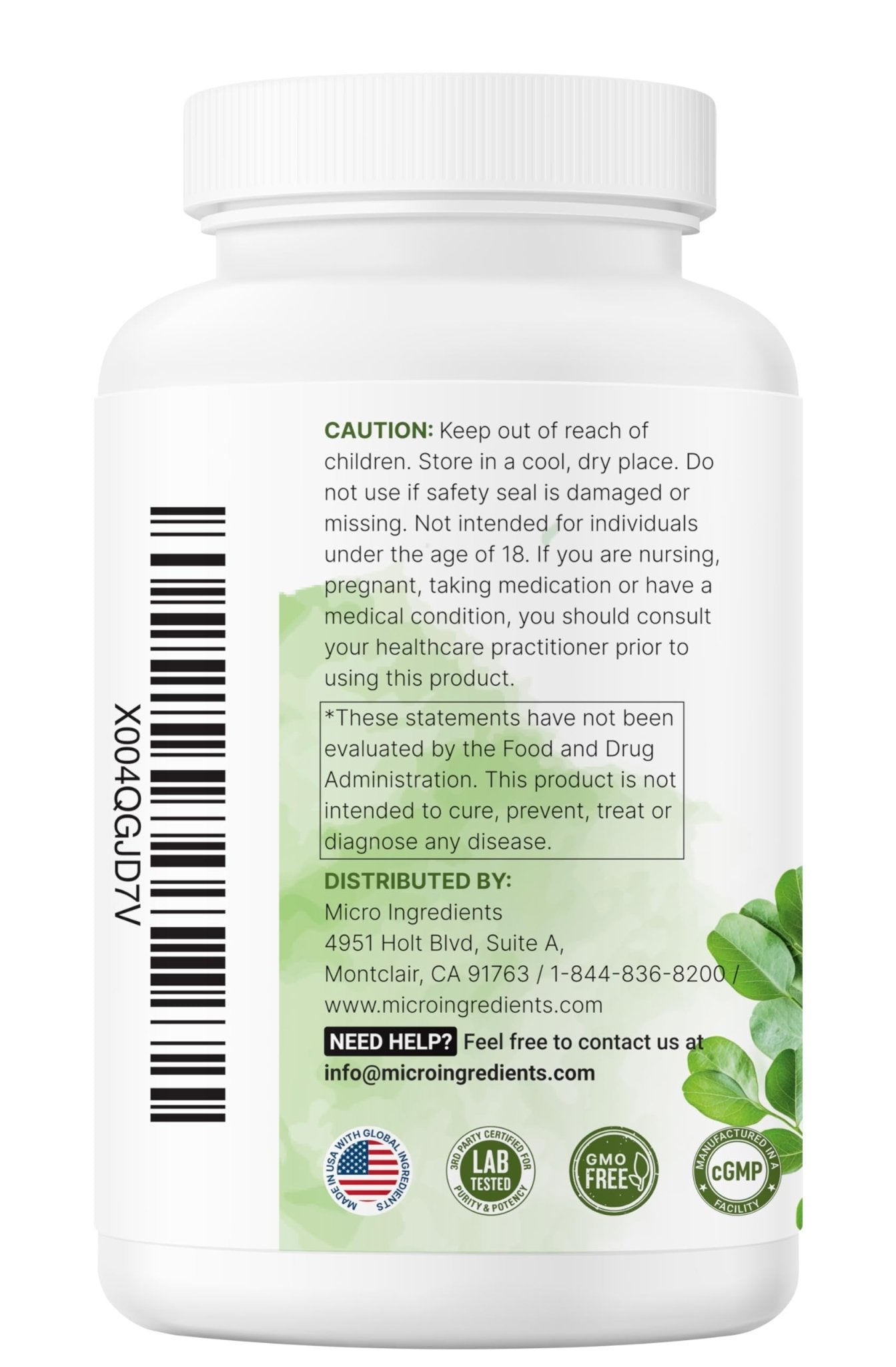 Micro Ingredients Moringa Oleifera | 300 Capsules with Supergreens Blend of Wheatgrass, Barley Grass, Spirulina, & Chlorella | Antioxidant Supplement, Energy, & Immune Support | Non-GMO - dailyvitalstore
