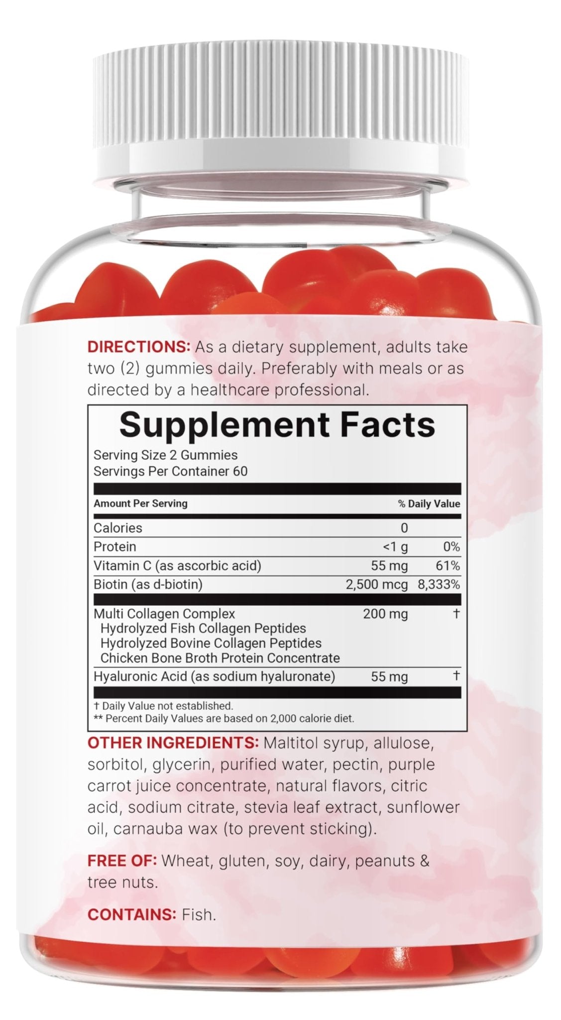 Micro Ingredients Multi Collagen Peptides, 120 Collagen Gummies | Type I,II,III,V,X Protein with Biotin, Hyaluronic Acid, & Vitamin C Complex | Pomegranate & Berry Flavored - dailyvitalstore