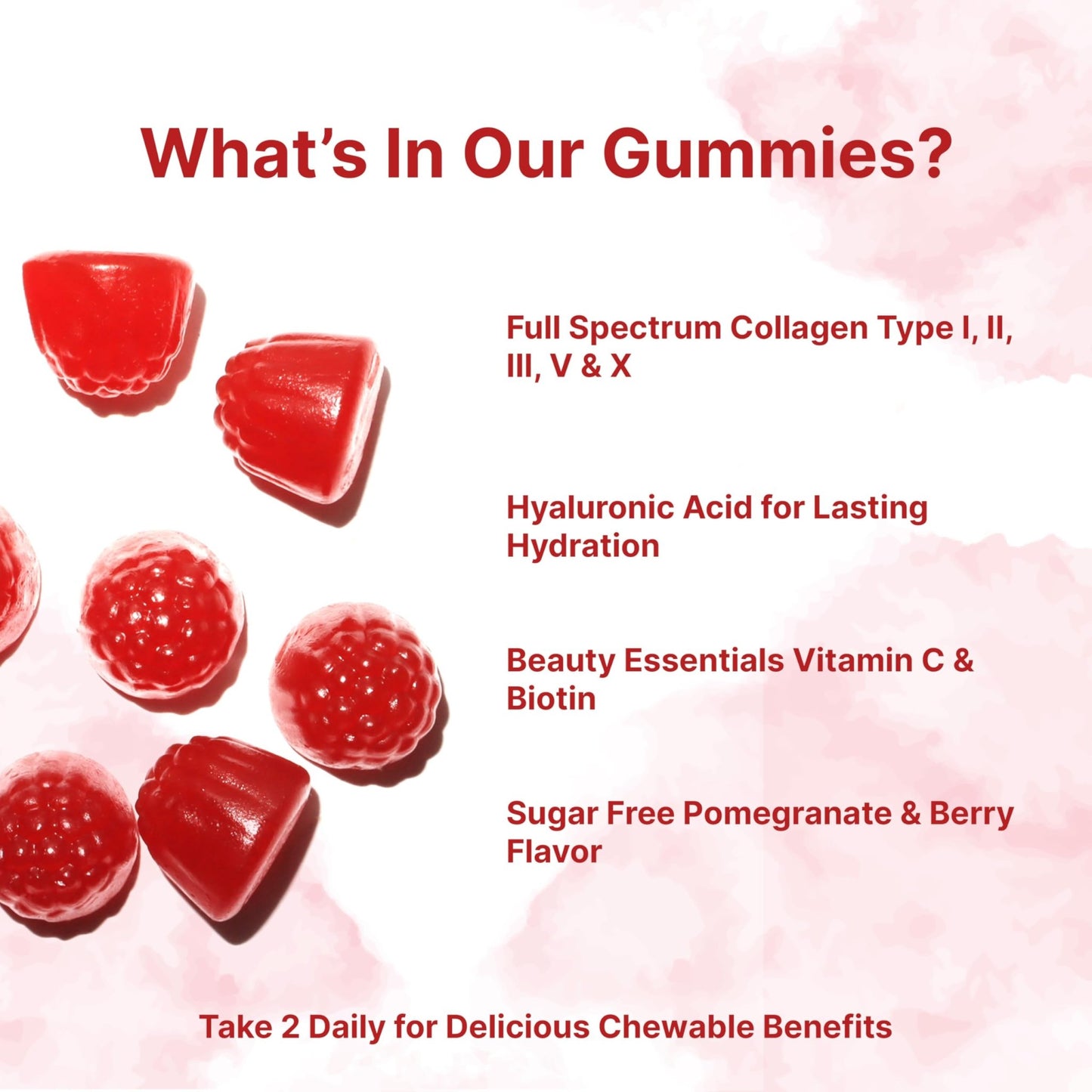 Micro Ingredients Multi Collagen Peptides, 120 Collagen Gummies | Type I,II,III,V,X Protein with Biotin, Hyaluronic Acid, & Vitamin C Complex | Pomegranate & Berry Flavored - dailyvitalstore