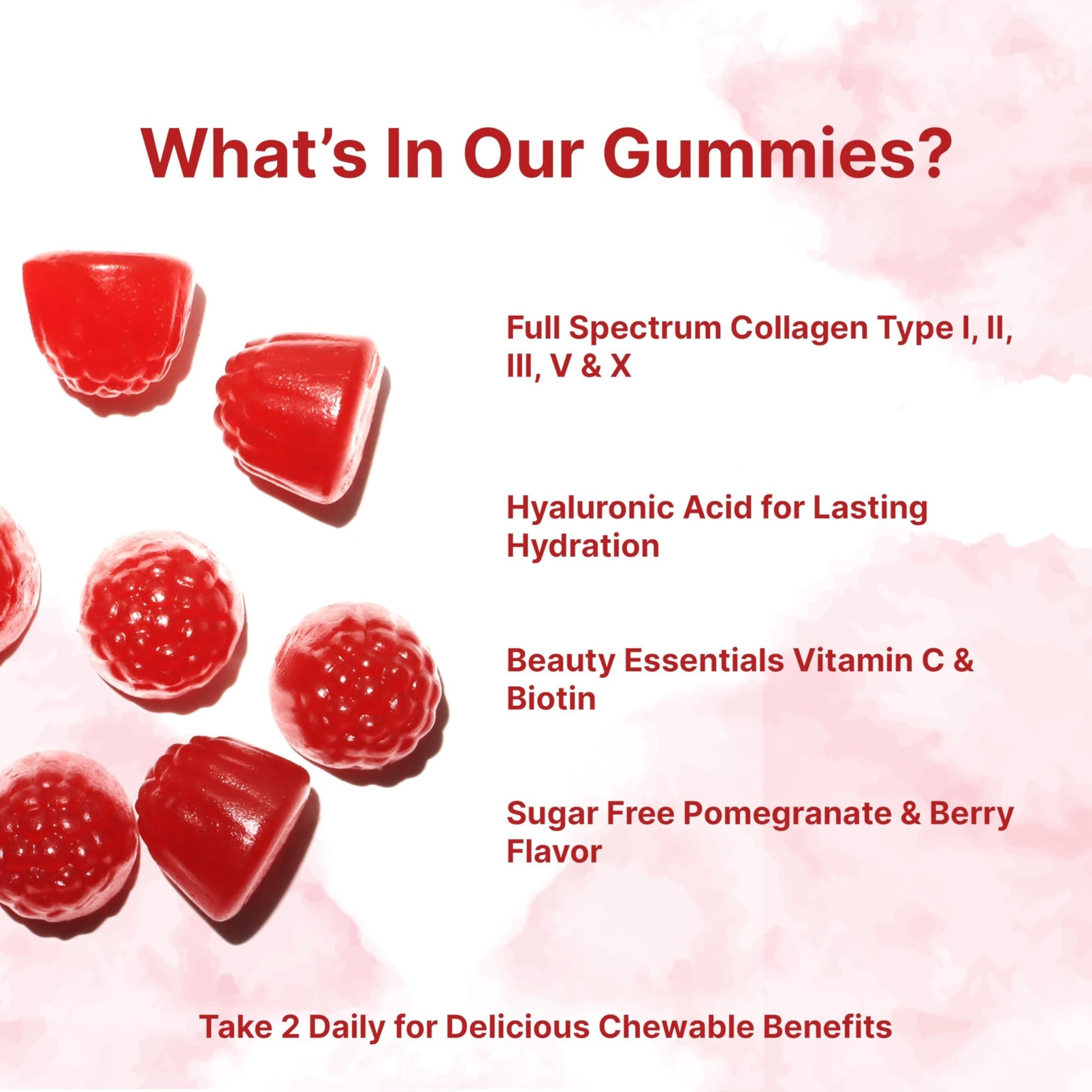 Micro Ingredients Multi Collagen Peptides, 120 Collagen Gummies | Type I,II,III,V,X Protein with Biotin, Hyaluronic Acid, & Vitamin C Complex | Pomegranate & Berry Flavored - dailyvitalstore
