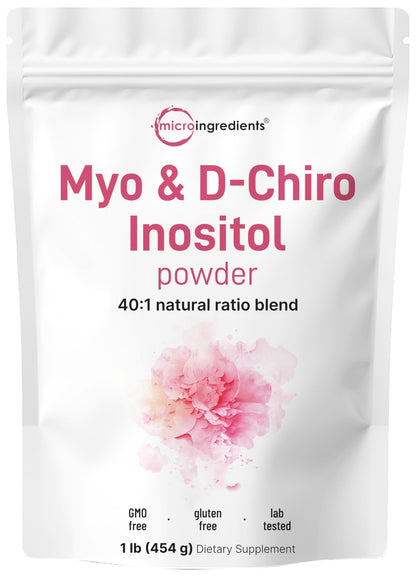 Micro Ingredients Myo-Inositol & D-Chiro Inositol Powder, 1lb (221 Servings) | 40:1 Ideal Ratio Inositol Supplement for Women | Supports Hormonal Balance - dailyvitalstore