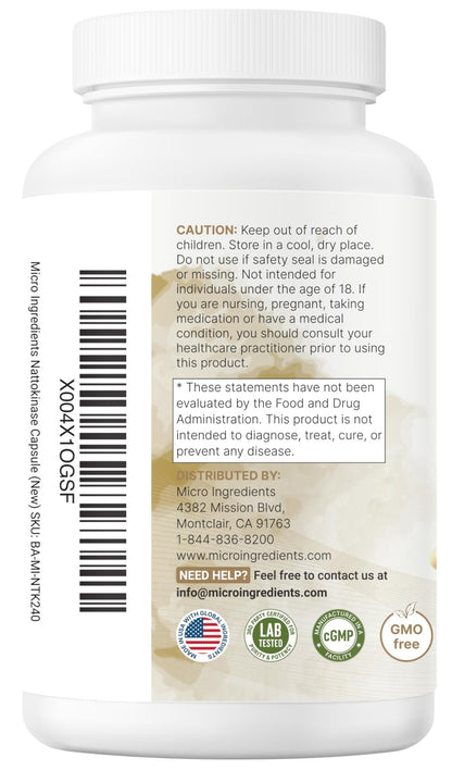 Micro Ingredients Nattokinase 10,000 FU Per Serving (Natural Natto Extract), 240 Vegetarian Capsules | with CoQ10, Turmeric, Aged Garlic & Pine Bark Extract - dailyvitalstore