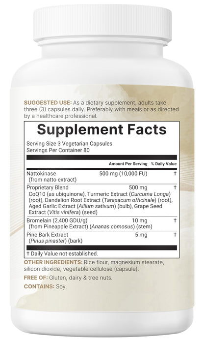 Micro Ingredients Nattokinase 10,000 FU Per Serving (Natural Natto Extract), 240 Vegetarian Capsules | with CoQ10, Turmeric, Aged Garlic & Pine Bark Extract - dailyvitalstore