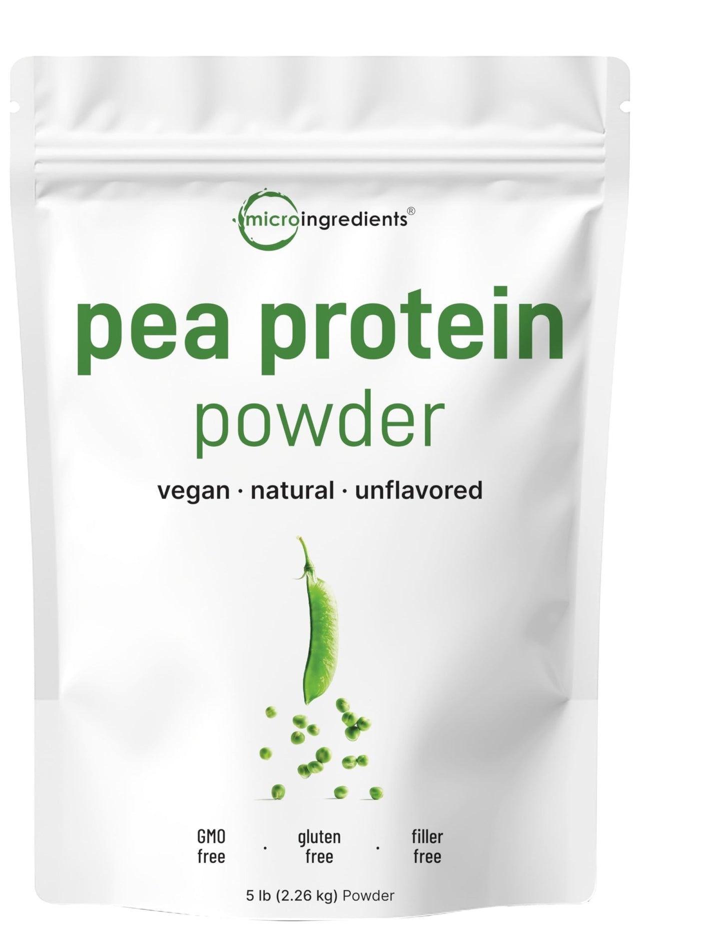 Micro Ingredients North American Grown, Pea Protein Powder, 5 Pounds | Plant Based, Unflavored | Complete Vegan Protein Source with BCAAs & EAAs – 27g Serving | Non-GMO, Keto Friendly - dailyvitalstore
