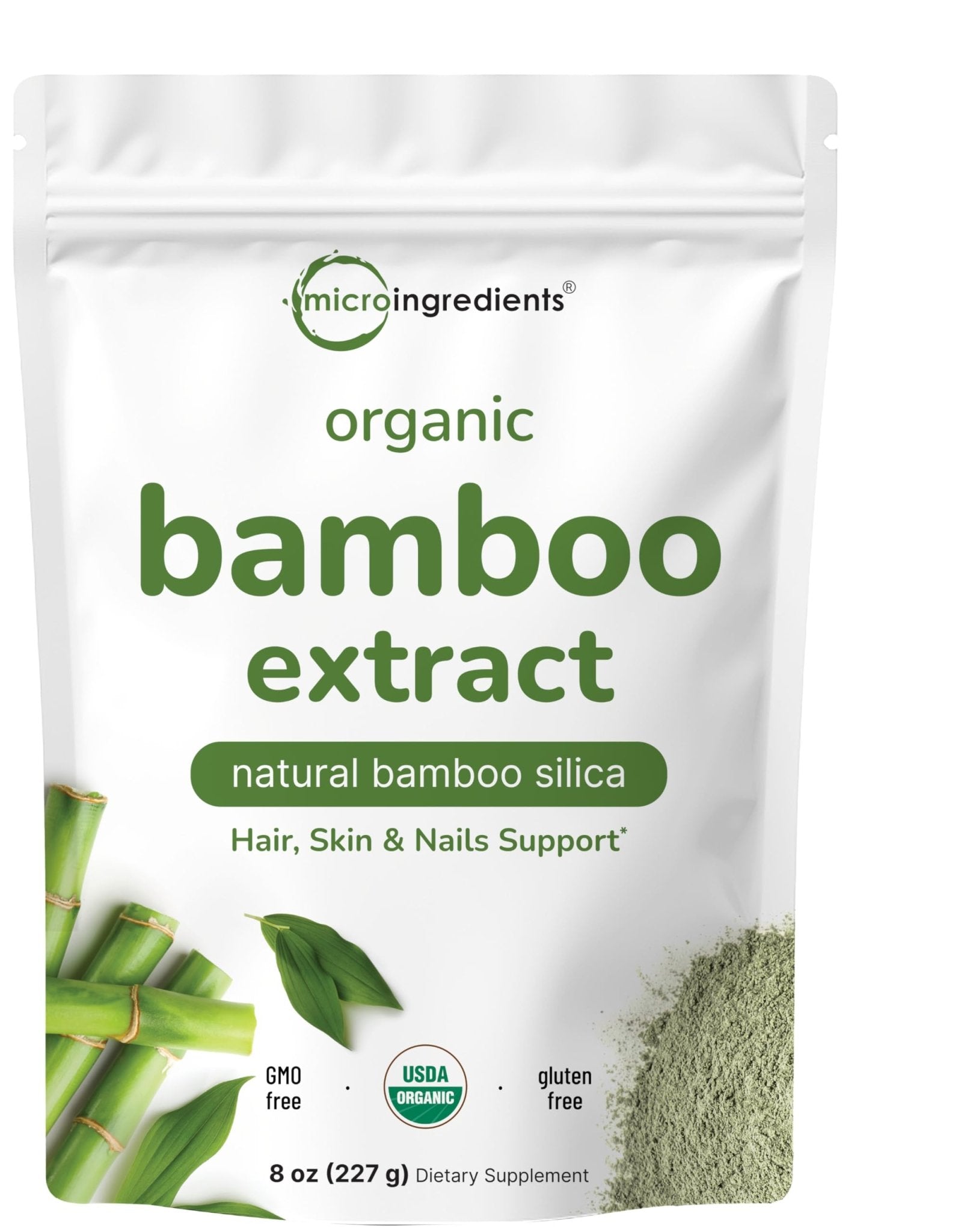 Micro Ingredients Organic Bamboo Extract Powder, 8oz (378 Servings) | Bamboo Plant Silica & Mineral Supplements | Natural Stem & Leaf Extract | Non-GMO, Gluten Free, Vegan Friendly - dailyvitalstore