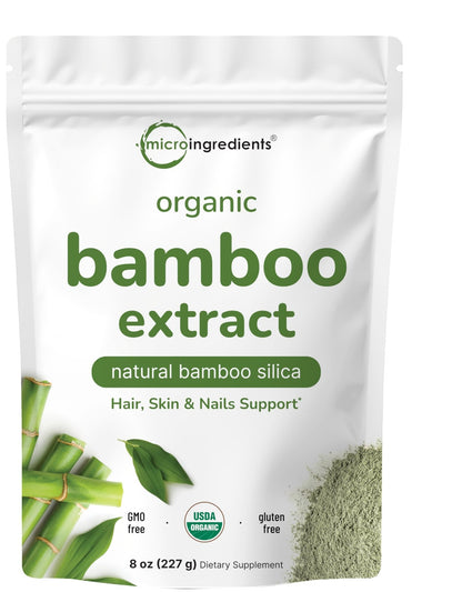 Micro Ingredients Organic Bamboo Extract Powder, 8oz (378 Servings) | Bamboo Plant Silica & Mineral Supplements | Natural Stem & Leaf Extract | Non-GMO, Gluten Free, Vegan Friendly - dailyvitalstore